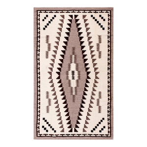 1940s Ivory Gray Geometric Antique American Navajo Rug 4'6" X 7'4" Flatweave Wool Carpet