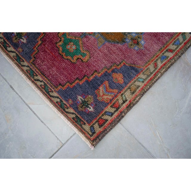 Textile Handmade Small Turkish Rug 1970s Vintage Doormat Entryway Decor - 1' 8" X 3' 2" For Sale - Image 7 of 8