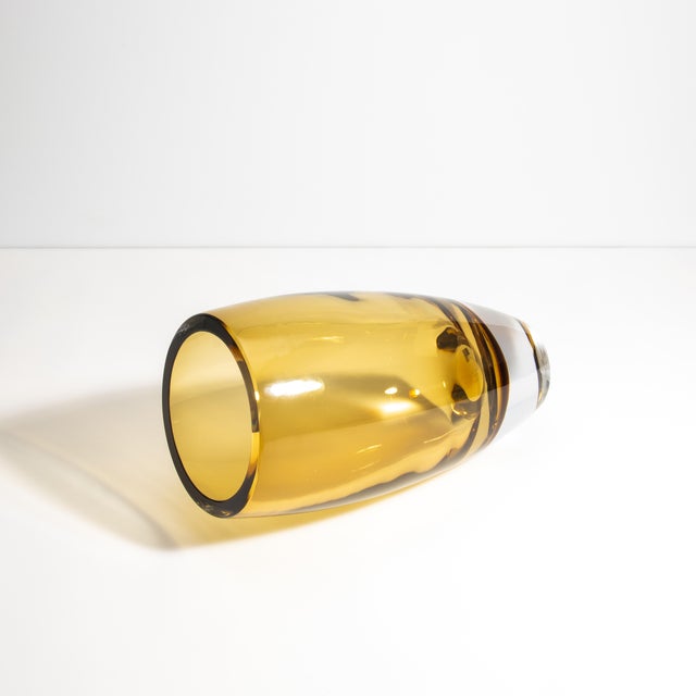 Hand Blown Murano Tall Vase in Tobacco With Clear Base For Sale - Image 4 of 6