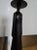 vintage carved wood sculpture, from vietnam. beautiful blackened/ebonized wood finish. slim modern striking profile.