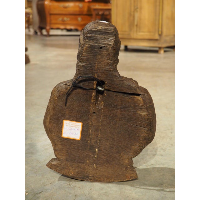 Small 17th Century Oak Carved Bust From France For Sale - Image 10 of 11