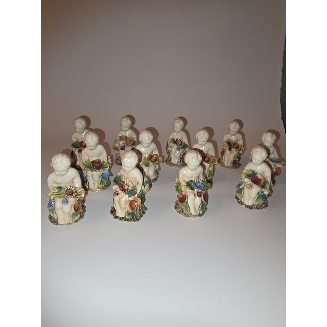 Beautiful Antique Italian Capodimonte Figural Place Card Holders 12 For Sale - Image 11 of 11