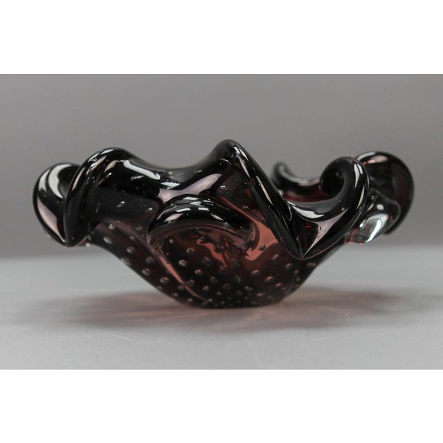 Mid-Century Modern Mid-Century Dark Purple Murano Bubble Glass Bowl, Italy, 1960s For Sale - Image 3 of 17