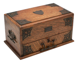 Antique Asian Oriental Mahjong Set of 148 Tiles in Edwardian Oak Box, Set of 149