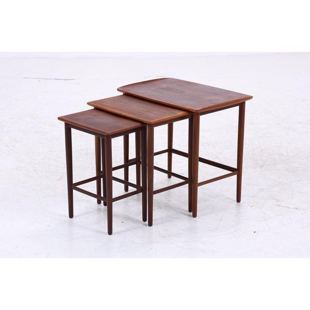 Mid-Century Danish Teak Nesting Tables, Set of 3 For Sale - Image 12 of 13