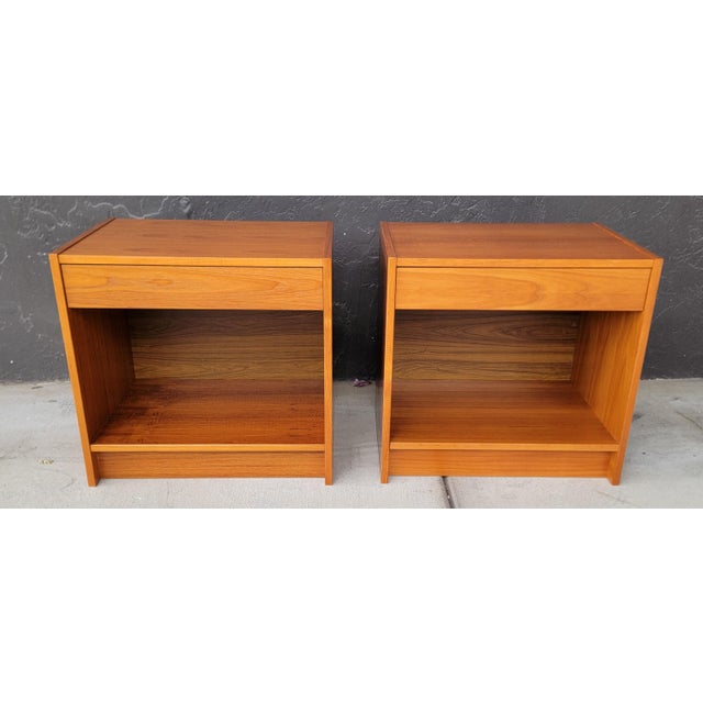 Teak Danish Modern Night Stands - A Pair For Sale - Image 9 of 14