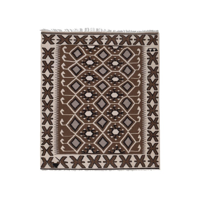 Vintage Turkish Kayseri Kilim Rug 3'10" X 4'7" For Sale - Image 13 of 13