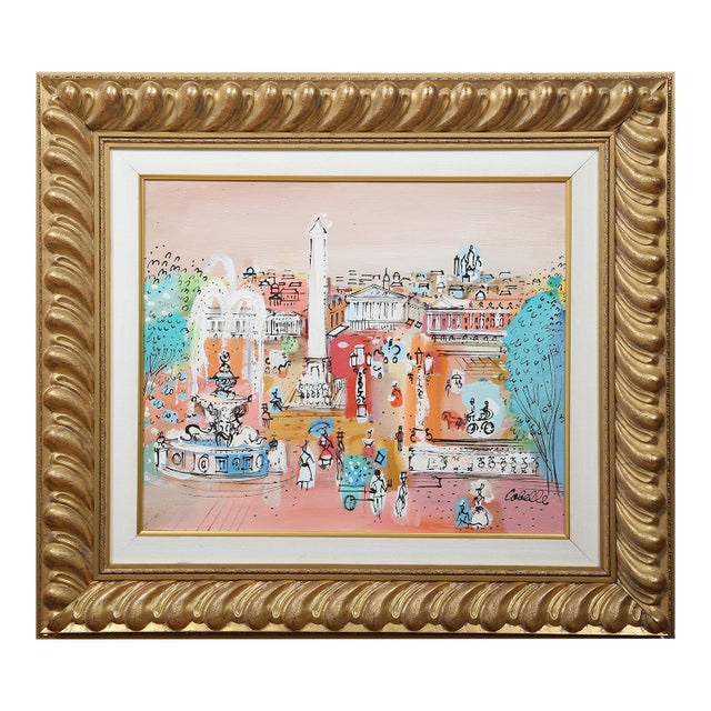 Paris Fountain, Charles Cobelle Acrylic on Canvas Painting For Sale