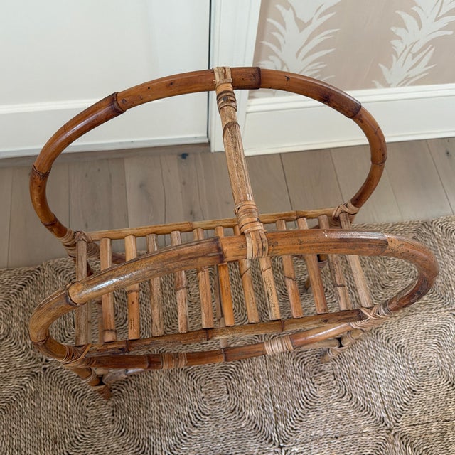 Mid 20th Century Vintage Midcentury Bamboo/Rattan Circular Shelf Unit For Sale - Image 5 of 10