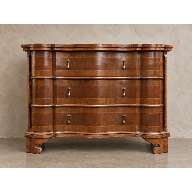 Wood Antique Italian Baroque Style Burl Walnut Chest For Sale - Image 7 of 8