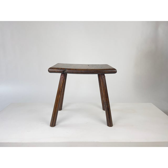 Wood 19th Century English Primitive Oak Stool For Sale - Image 7 of 16