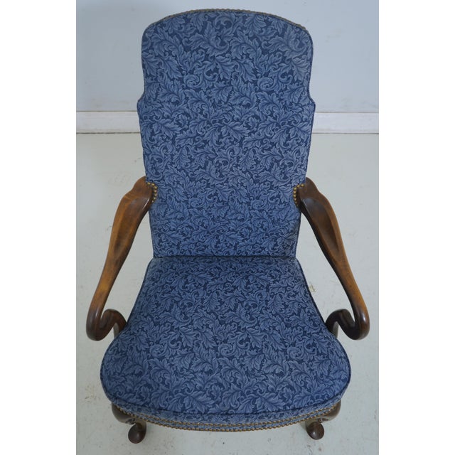 Age: Approx: 20 Years Old Details: Mahogany Fine Carved Details High Quality Construction Queen Anne Legs & Pad Feet Blue...