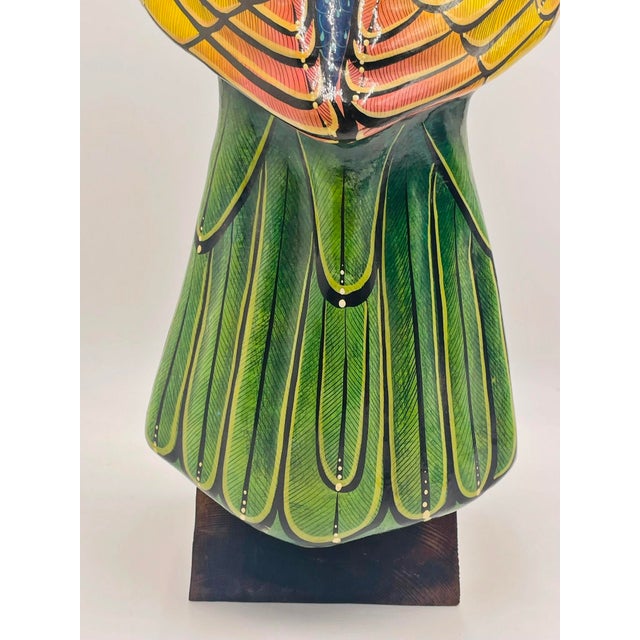 Vintage Sergio Bustamante Papier Mâché Parrot Sculpture, Mexican Modernism For Sale - Image 17 of 18