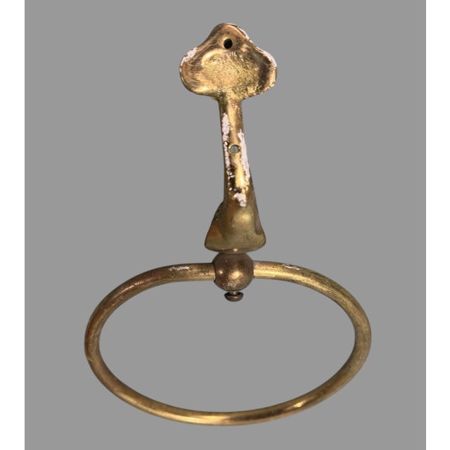 Brass Vintage Brass Finish Figural Dolphin Koi Fish Wall Hanging Towel Ring Holder For Sale - Image 8 of 8
