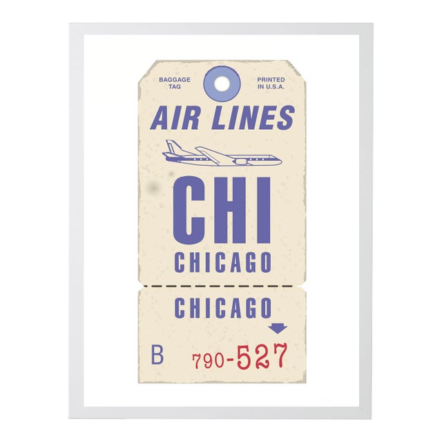 Chicago Travel Ticket Print in White Shadowbox - 13" x 17" For Sale