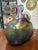Mid-Century Modern Signed Kosta Boda Sweden Iridescent Art Glass Volcano Bertil Vallien Vase 8.25" For Sale - Image 3 of 6