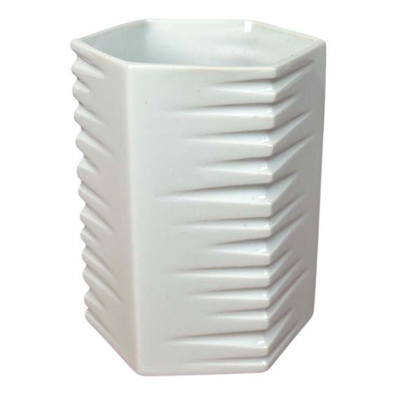 Vintage German White Porcelain Vase, 1980s For Sale