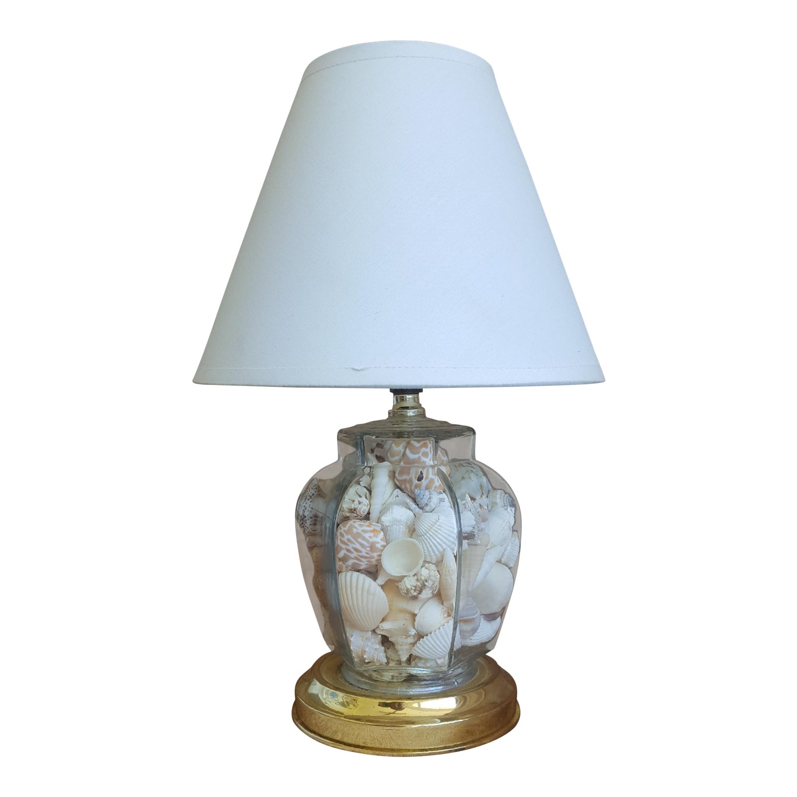 Vintage Seashell Filled Glass Ginger Jar Table Lamp With Shade Chairish