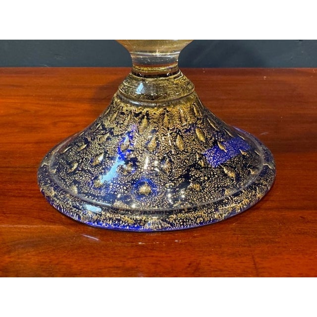 Modern VIntage Blue and Gold Murano Glass Vase For Sale - Image 3 of 7