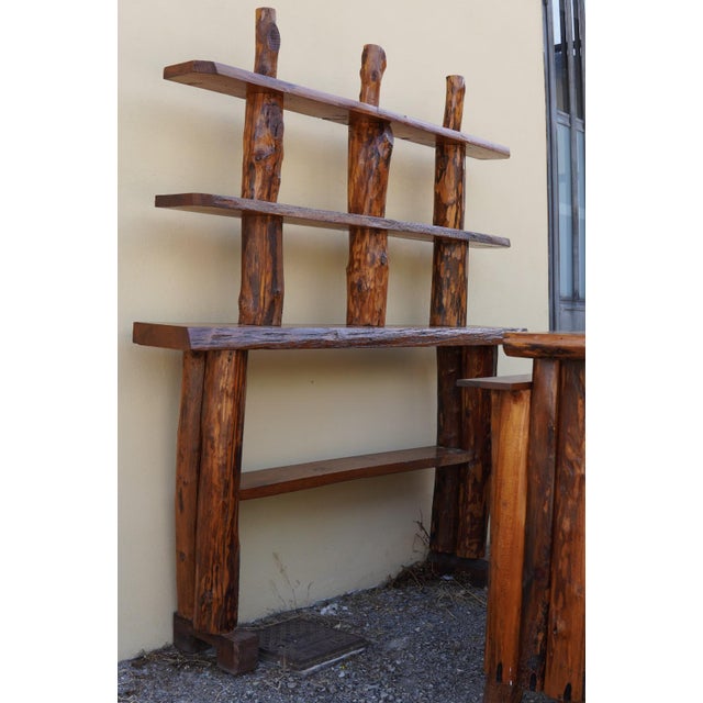 Brutalist Handcrafted Bar Cabinet in Walnut and Oak, 1960s, Set of 4 For Sale - Image 3 of 7