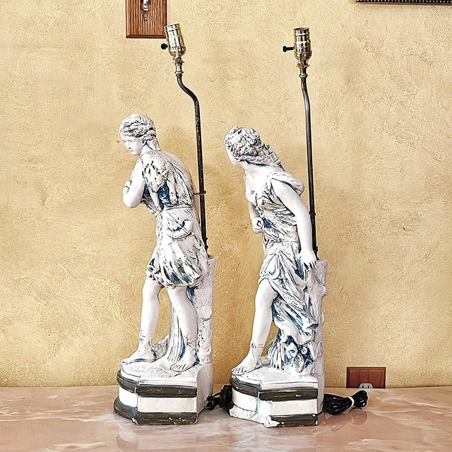 Vintage Neoclassical Figural Table Lamps Greco-Roman Sculptural Lamps - Pair For Sale - Image 11 of 18