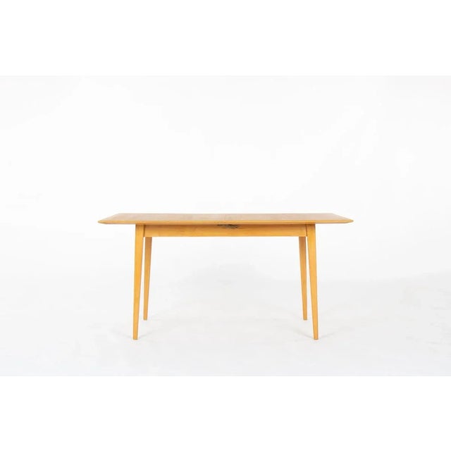 Mid-Century Modern Ash Dining Table with Extension by René Jean Caillette for Charron, 1950s For Sale - Image 4 of 11