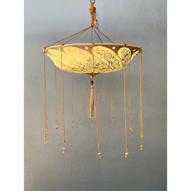 Brutalist Vintage Italian Fortuny Hand Painted Chandelier For Sale - Image 3 of 12