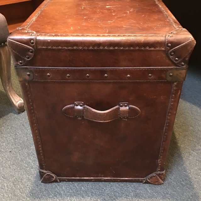 Pottery Barn Expedition Leather Storage Cube Chairish
