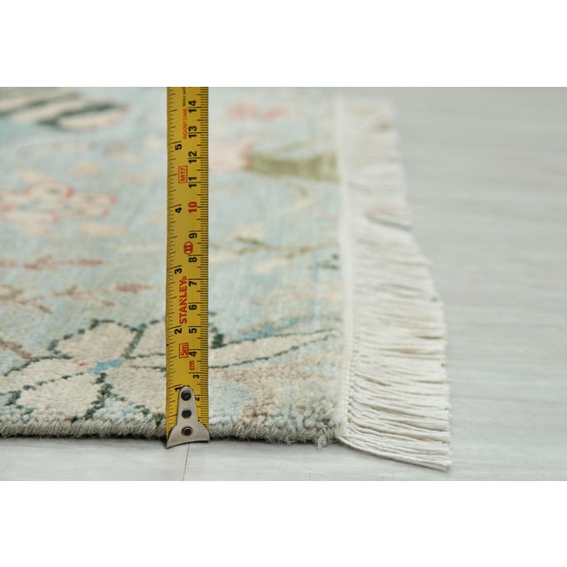 2.6x15ft. Light Blue Peacock Bird Garden Hand Knotted Wool Rug For Sale - Image 15 of 18