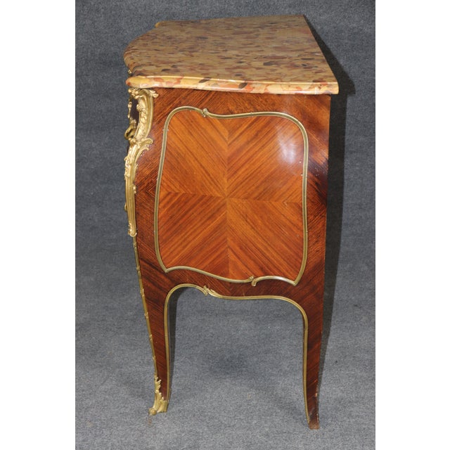 Stone Late 19th C French Louis XV Style Breche D Alep Marble Top Commode For Sale - Image 7 of 15