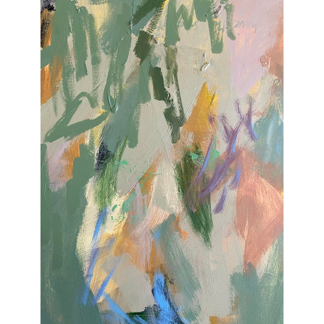 Light Green "Moss Grass" Pair of Original Paintings by Jessalin Beutler For Sale - Image 8 of 9