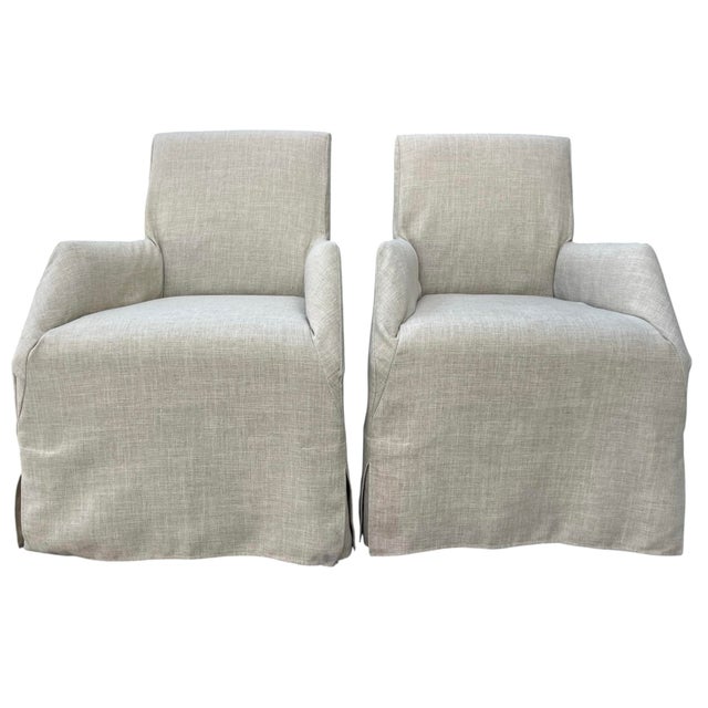 Contemporary Lexington Artistica Fiona Slipcovered Upholstered Arm Chairs – Pair For Sale - Image 3 of 10