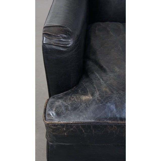 Black Grained Leather Armchair For Sale - Image 11 of 16