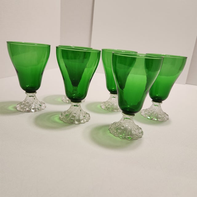 1950s Forest Green "Boopie/Burple" Goblets Glasses Anchor Hocking - Set of 6 For Sale In Orlando - Image 6 of 7
