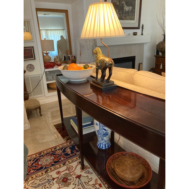 Mahogany Curved Console Barbara Barry for Baker | Chairish