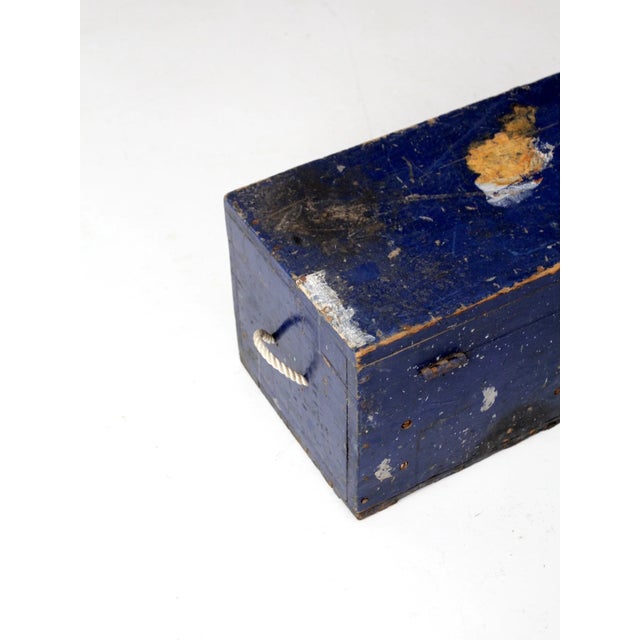 Vintage Blue Wooden Toolbox For Sale - Image 4 of 6
