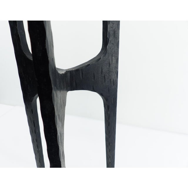 Metal Large Brutalist Tripod Chandelier in Hammered Wrought Iron, Europe, 1960 For Sale - Image 7 of 11