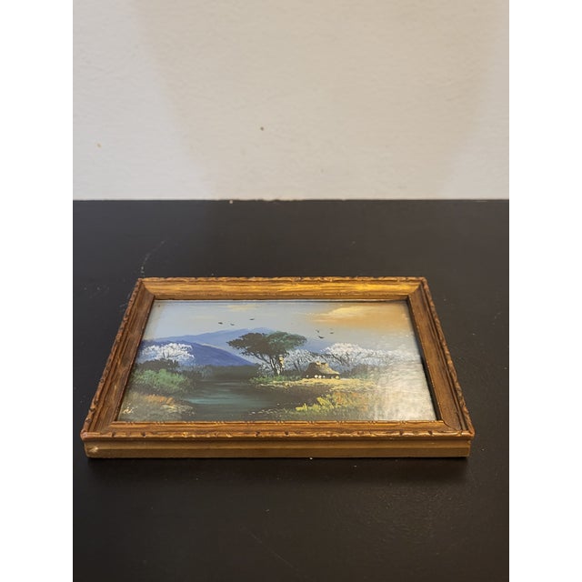 1980s 1980s Original Framed Miniature Landscape Oil Painting For Sale - Image 5 of 12
