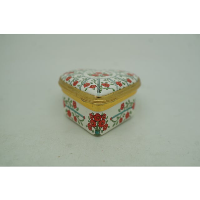 Late 20th Century Halcyon Days England Enamel Heart Shaped I Love You Trinket Keepsake Box 2" For Sale - Image 5 of 12