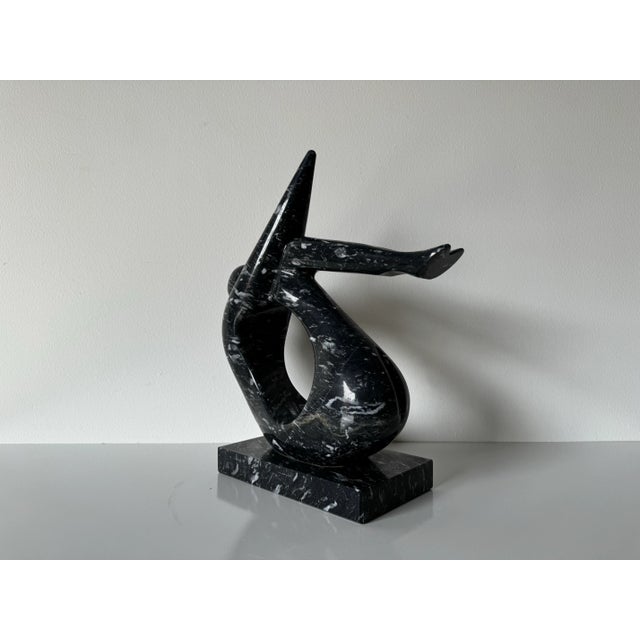 Abstract Vintage Black & White Marble Abstract Woman Sculpture For Sale - Image 3 of 10