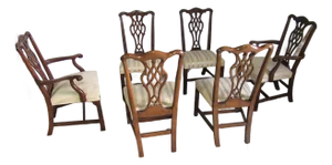1980s Set Henredon Chippendale Dining Room Chairs Mahogany