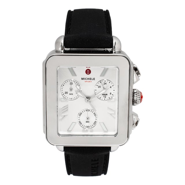 Ladies Michele Deco Sport 36mm Mww06k000071 Silver Dial Steel Quartz Watch For Sale