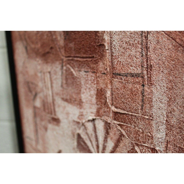 1970s "Earth 1" Brutalist Style Abstract Mixed-Media Painting, Framed For Sale - Image 4 of 6