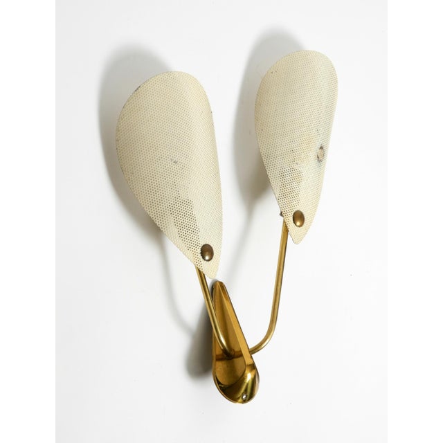 Mid-Century Modern Brass Wall Lamp with Perforated Metal Sheet Lampshades, 1950s For Sale - Image 15 of 16