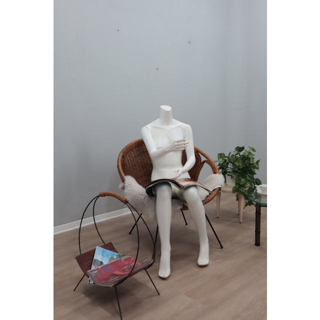 Mid-Century Modern Mid-Century Modern Italian Rattan and Wicker Scoop Chair, 1950s For Sale - Image 3 of 14