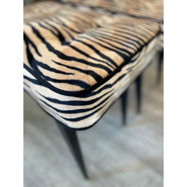 Ottomans with Striped Upholstery, Italy, 1950, Set of 2 For Sale - Image 6 of 12