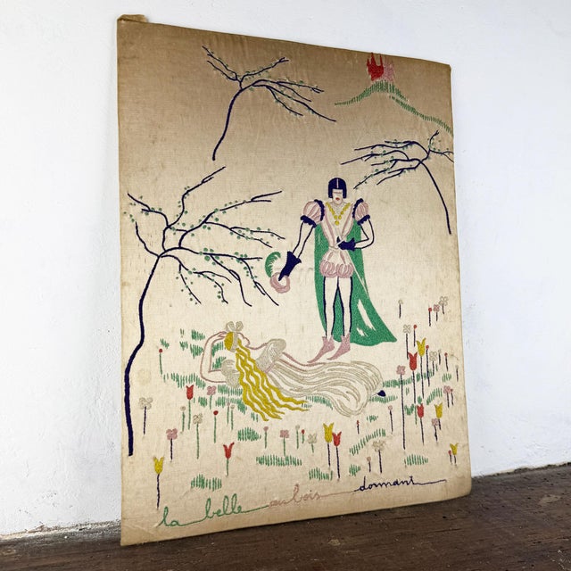 Vintage Art Deco French Silk Embroidery Panel, 1920s For Sale - Image 3 of 12