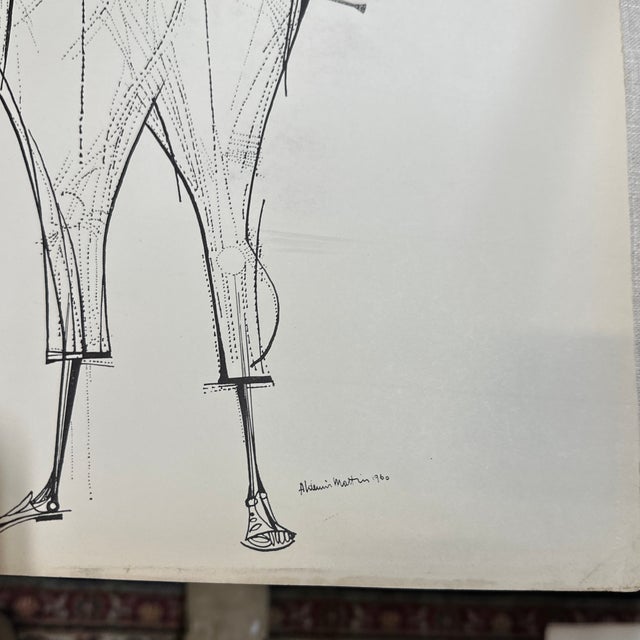 Paper Pair of Brazilian Style Prints of Abstract Figure, Signed For Sale - Image 7 of 9