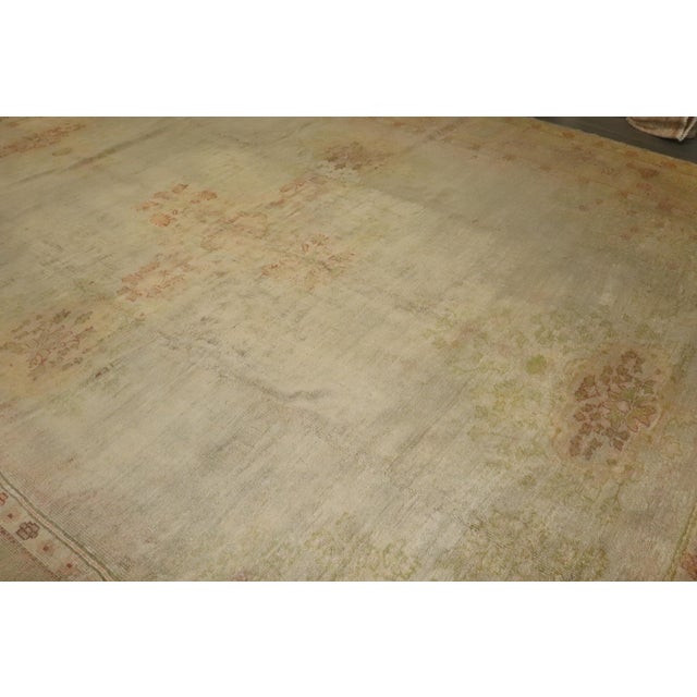 19th Century Zabihi Collection Silver Antique Turkish Oushak Rug For Sale - Image 5 of 6