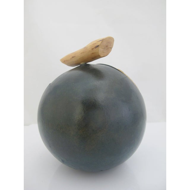 Green R Hess Hand Carved Folk Art Gourd With Prancing Deer Branch Handle Box For Sale - Image 8 of 9